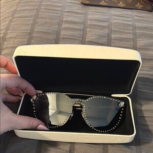 Versace Black Aviator Sunglasses with Glamorous Embellishments
